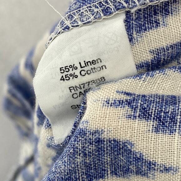 J.CREW Dress XS Linen Cotton Ikat Chevron Bowback Sleeveless Ruffle Hem Blue - Picture 9 of 12